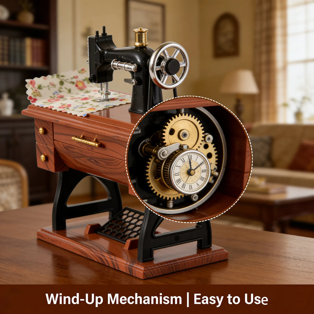 Mini Sewing Machine Clockwork Music Box🧵✨
