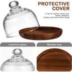 🍰 Mini Glass Dessert Dome with Wooden Base