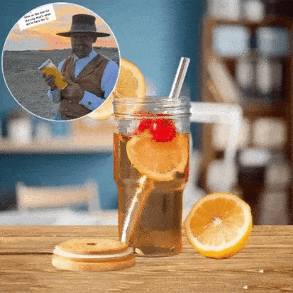 Premium Mason Glass Cup with Straw