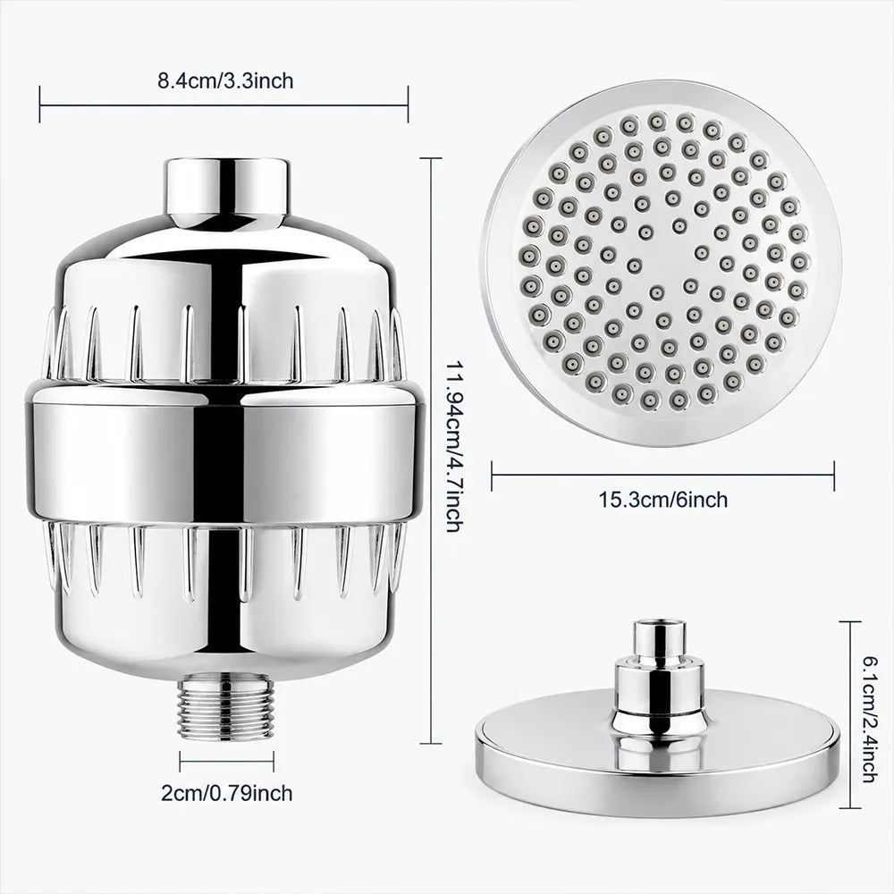 🚿 Premium 6" Rain Shower Filter Head Set