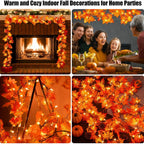 6.6 FT Lighted Fall Maple Leaf Garland – 20 Warm White LEDs