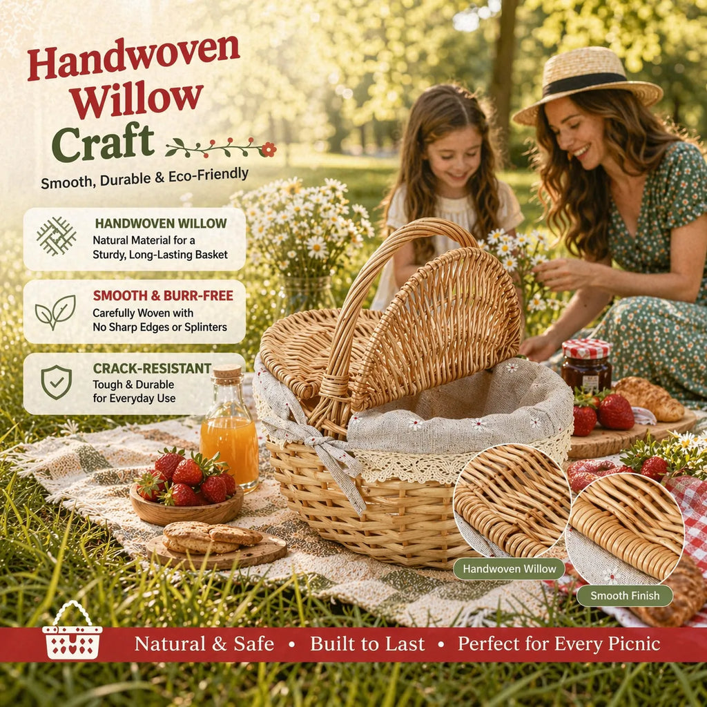 🧺 Handwoven Picnic Basket 🍎