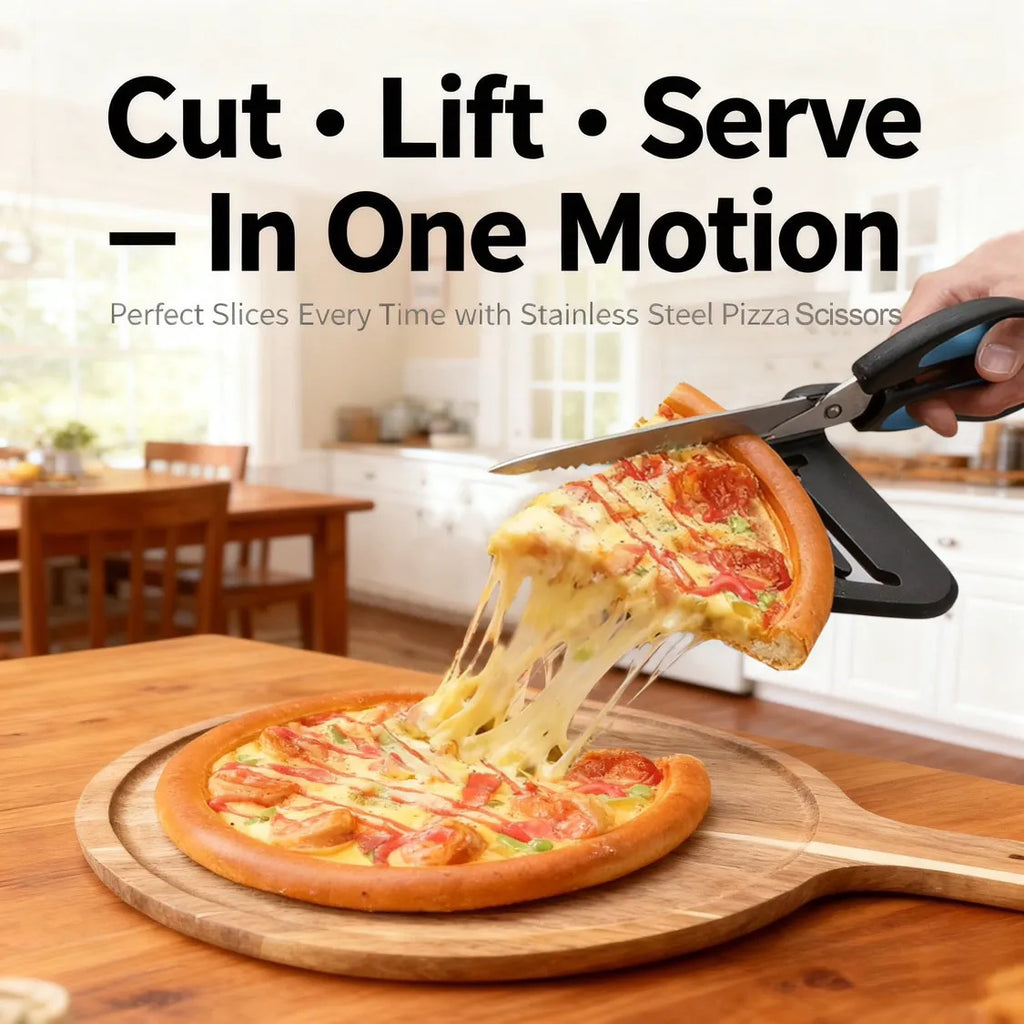🍕 Stainless Steel Pizza Scissors with Detachable Serving Shovel