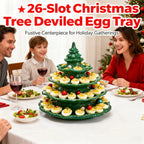 🎄 4-Tier Christmas Tree Shaped Deviled Egg Tray – Holds 26 Slots, Stackable Ceramic Serving Platter 🎄