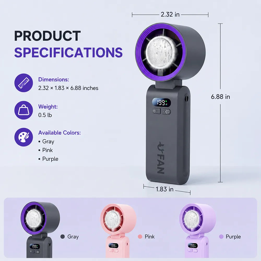 ❄️ Turbo Ice-Cooling Handheld Fan