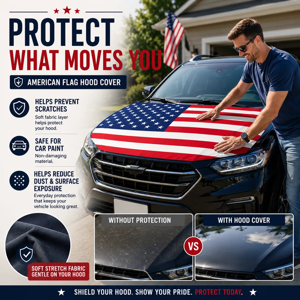 🇺🇸 American Flag Car Hood Cover