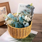 🌿 Bohemian Wall-Mounted Storage Basket – Imitation Rattan Design