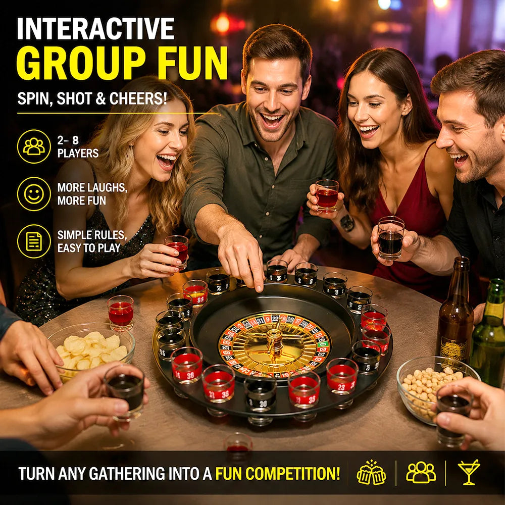 🎰 Shot Glass Roulette Drinking Game Set – Casino Style Party Game