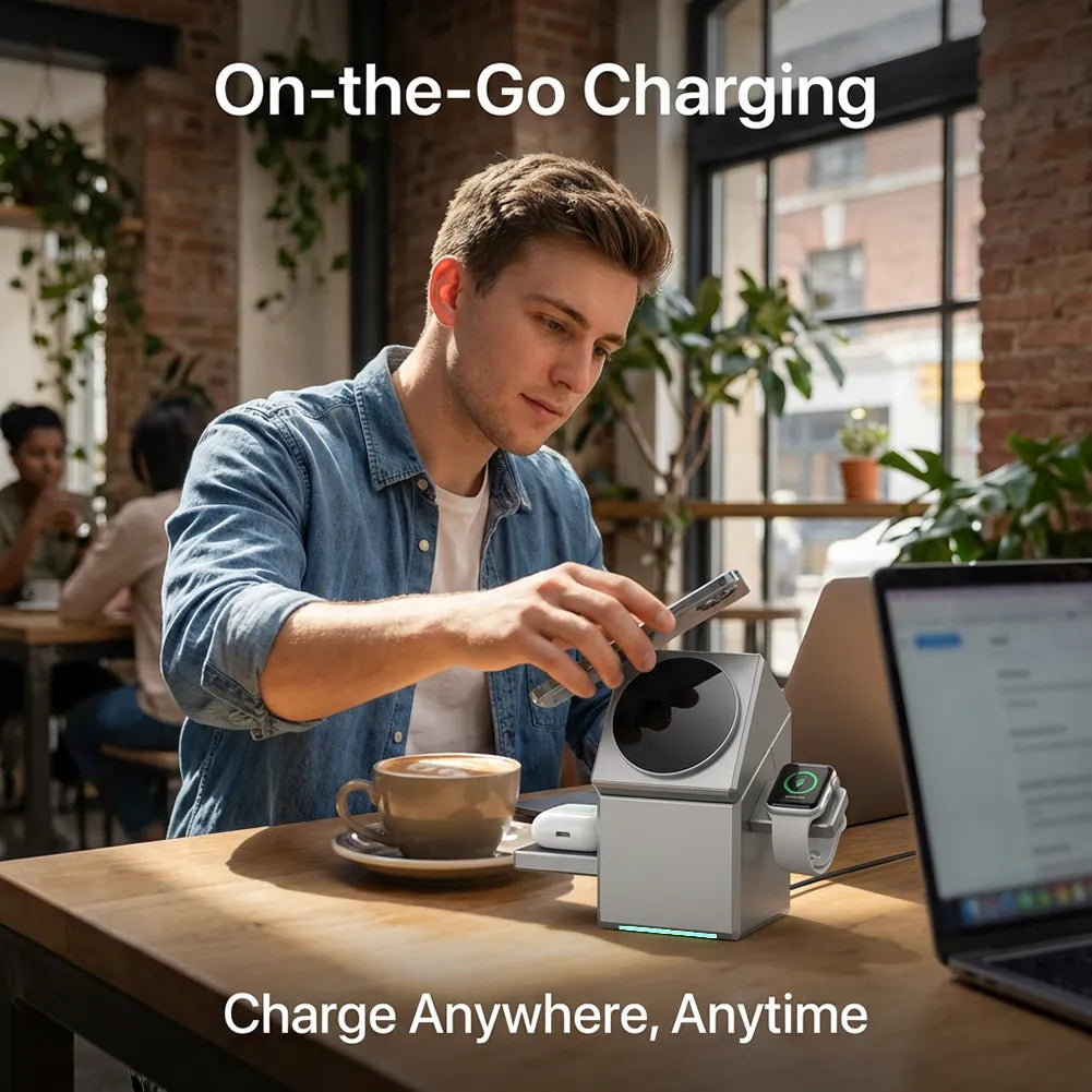 ⚡ 3-in-1 Magnetic Wireless Charging Stand with Night Light