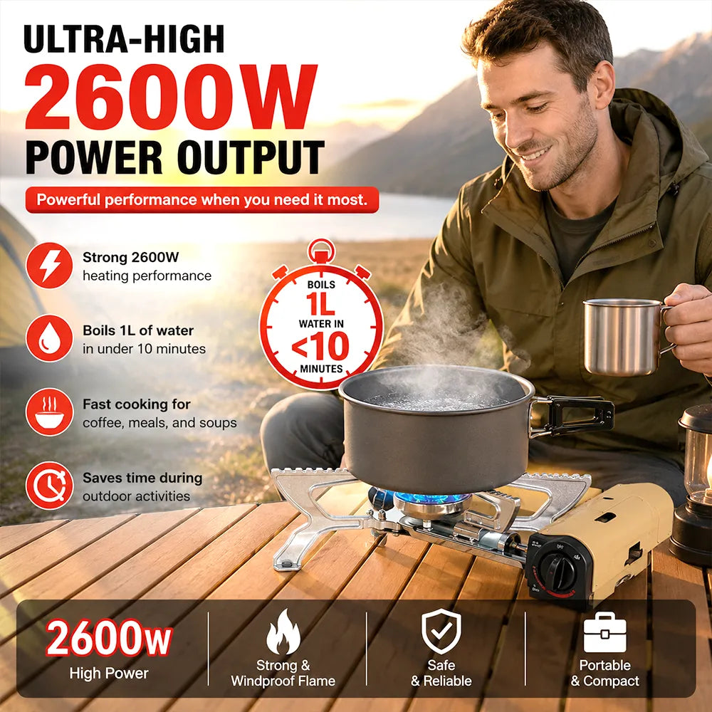 🔥 Foldable Camping Stove – Portable High-Power Butane Outdoor Cooker