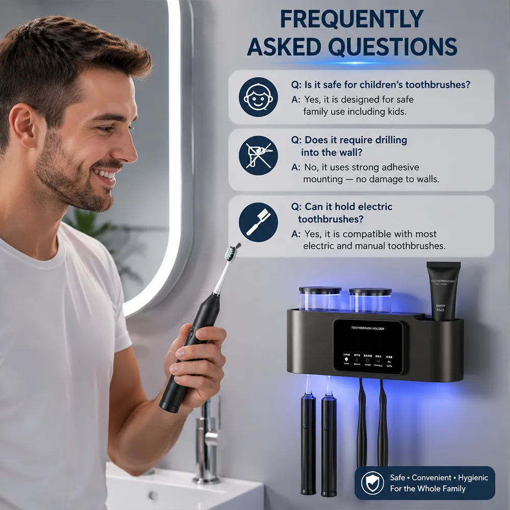 🦷 Smart Toothbrush Holder with UV Air-Drying &Screen  Display