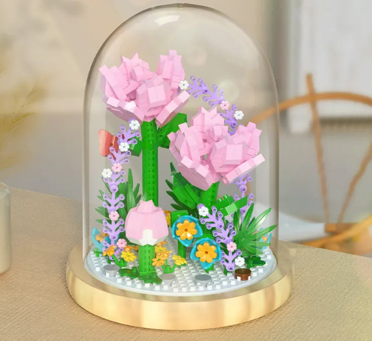 Flower Bouquet Building Kit, Forever Flower Decorated Flower with Dust Cover