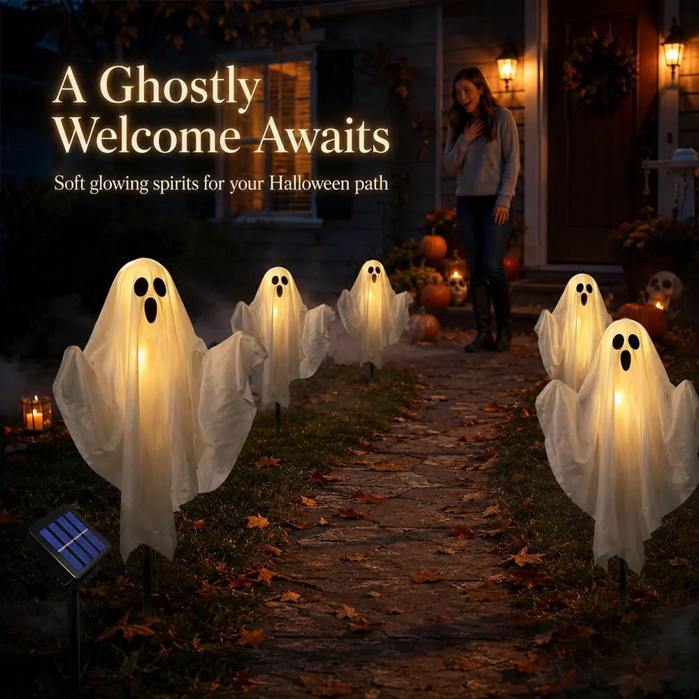 Solar-Powered Floating Ghost Pathway Lights