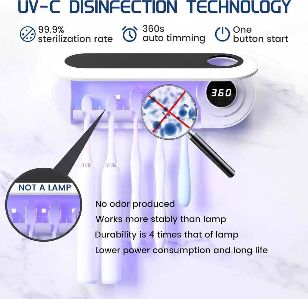 ✅ Toothbrush Holder with Timer & 5 Slots – Keep Your Family’s Toothbrushes Fresh & Organized