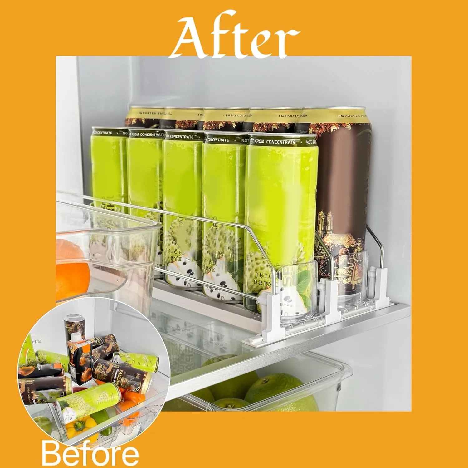 🥤 Self-Pushing Drink Dispenser-Soda Can Organizer