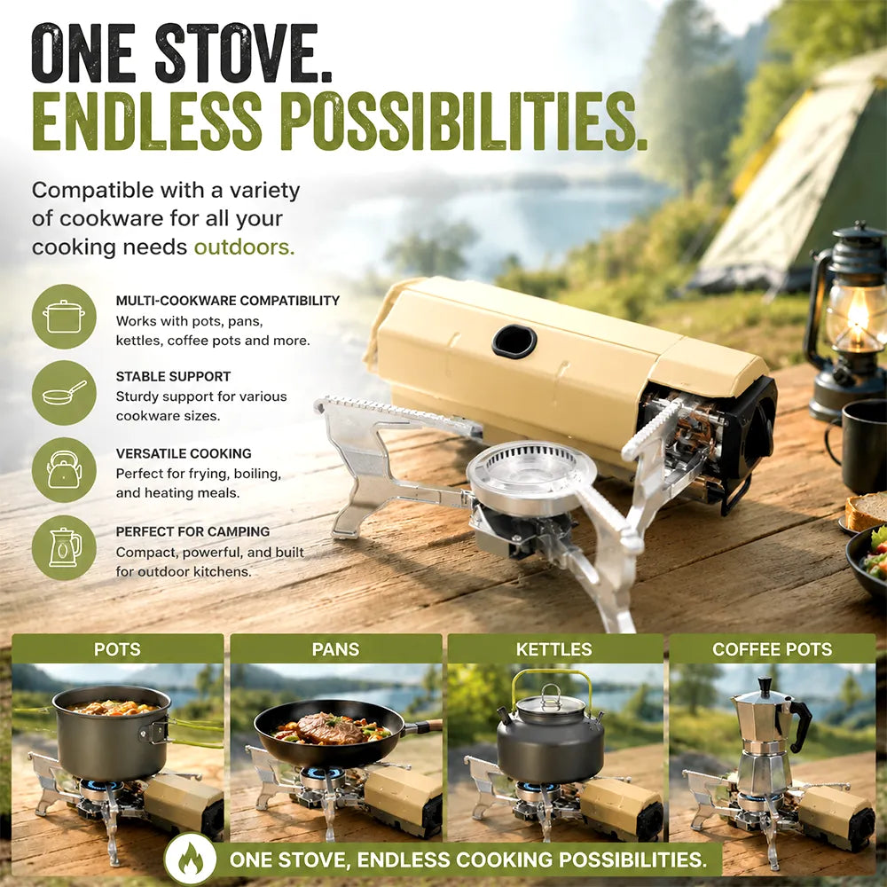 🔥 Foldable Camping Stove – Portable High-Power Butane Outdoor Cooker