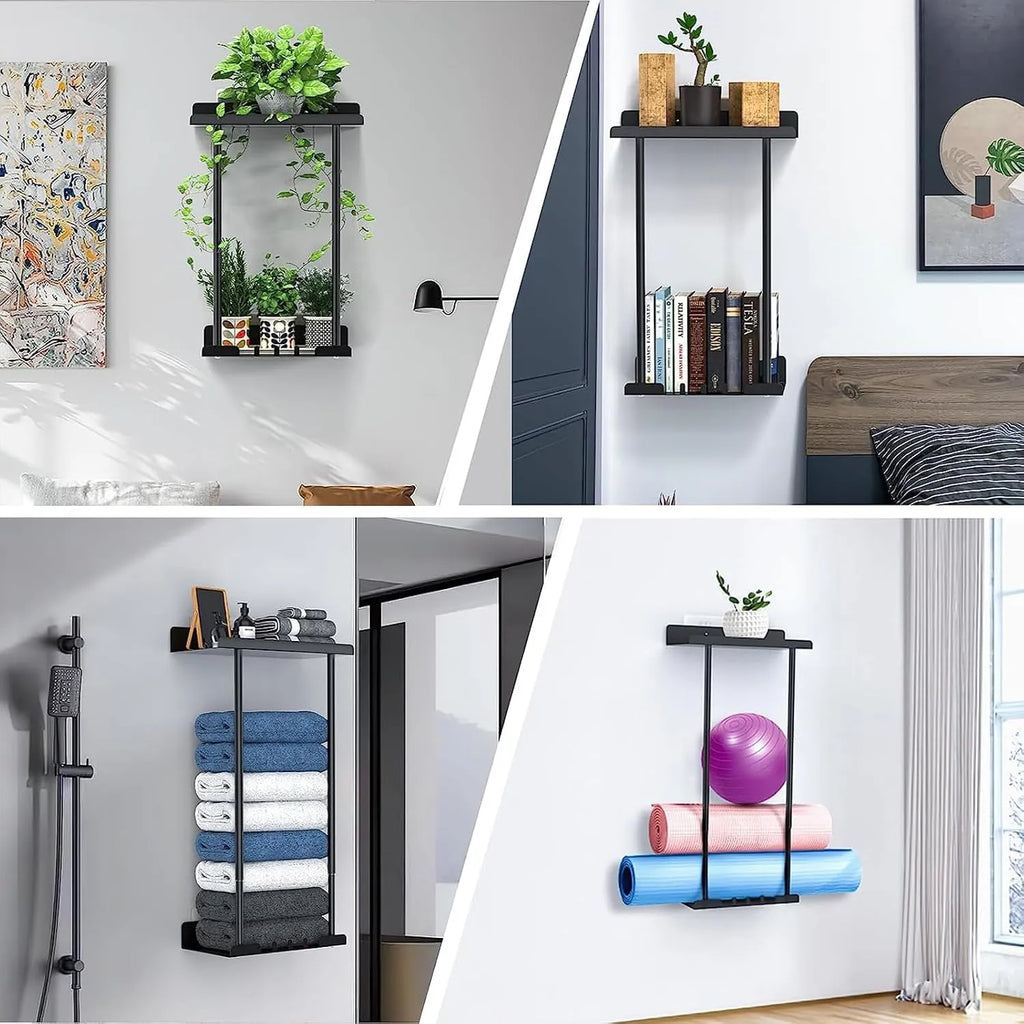 Wall-Mounted Towel Organizer with Top Shelf & 3 Hooks