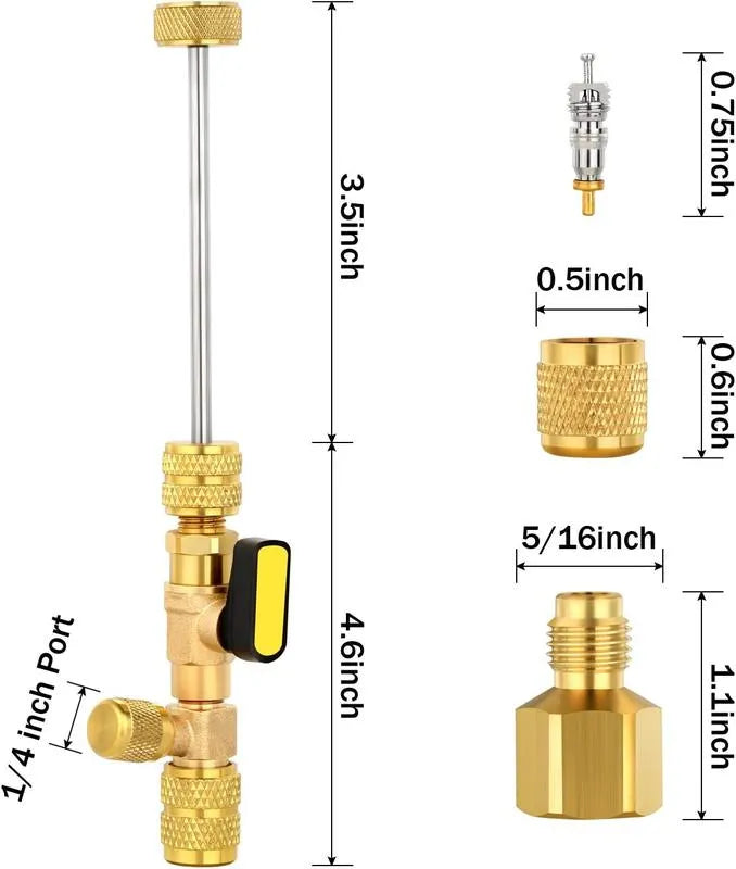 AC Valve Core Remover Installer Tool Kit | Dual Versions for Home & Automotive AC | Dual Size SAE 1/4" & 5/16" Ports