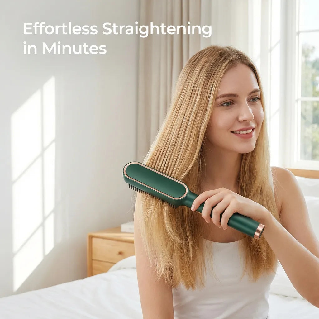 ✨ 2-In-1 Negative Ion Hair Straightener Brush