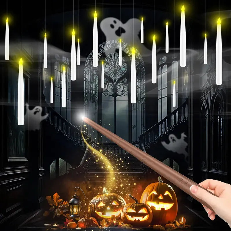 🕯️Flameless Floating LED Candles with Magic Wand Remote