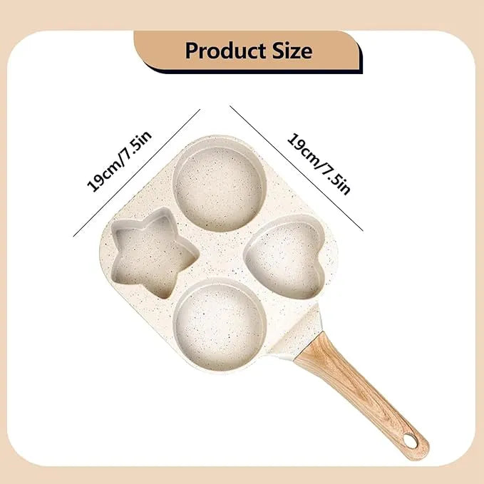 🍳 4-Hole Non-Stick Egg Frying Pan with Wooden Handle