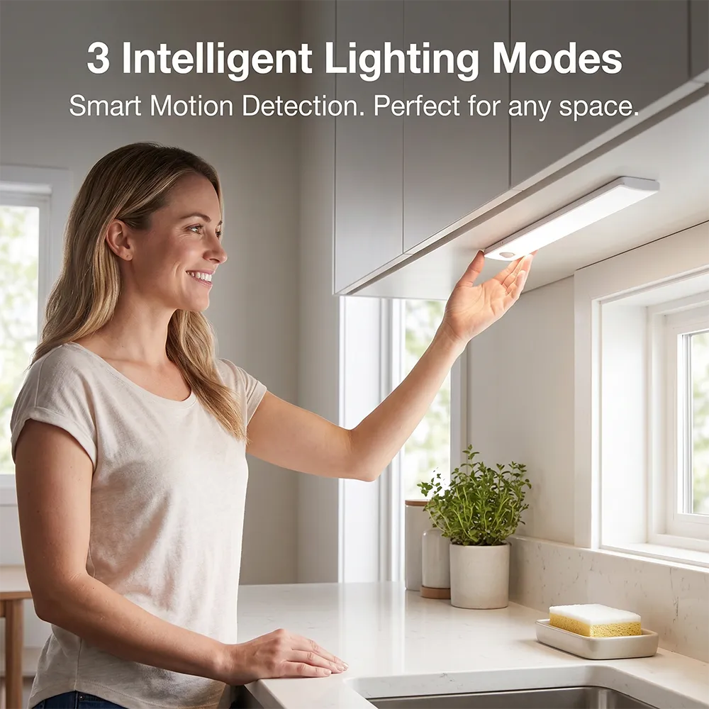 💡40 LED Motion Sensor Under Cabinet Light – USB Rechargeable Wireless Closet & Cabinet Lighting