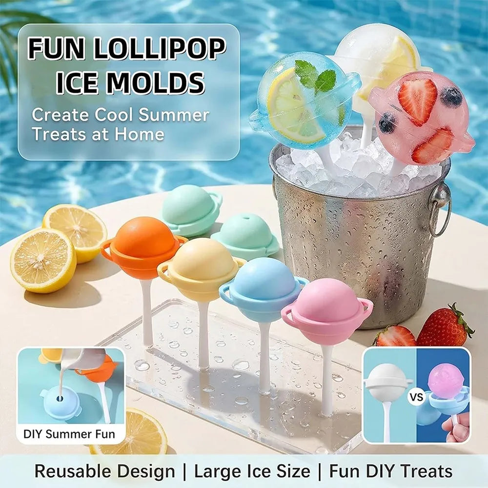 🍭 Silicone Lollipop Ice Cream Mold Set – DIY Reusable Popsicle Maker