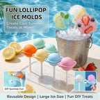 🍭 Silicone Lollipop Ice Cream Mold Set – DIY Reusable Popsicle Maker