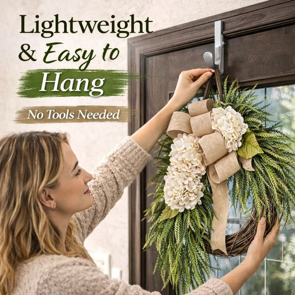 🌸 Handcrafted Hydrangea Rattan Wreath 🔥