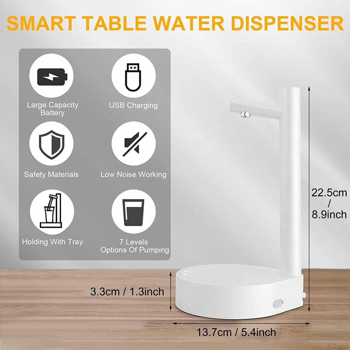 One-Touch Rechargeable Tabletop Water Dispenser