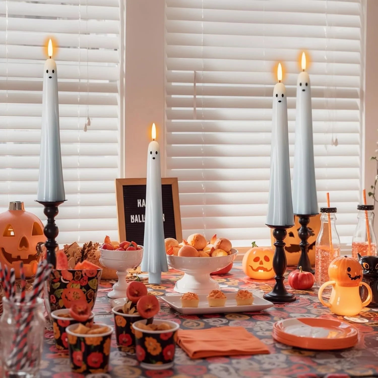 Flameless Ghost Taper Candles with Remote & Timer
