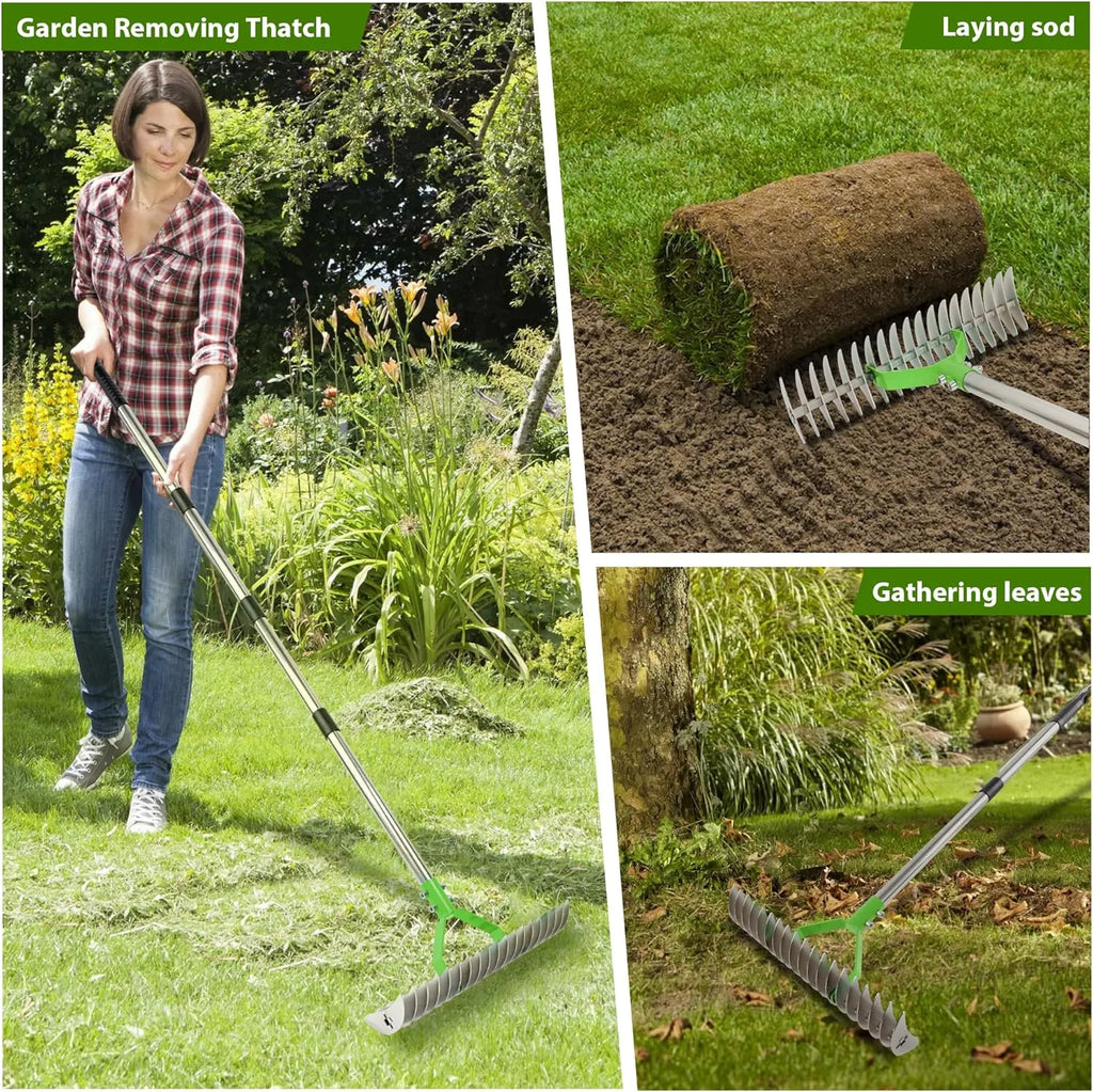 wide metal weed rake