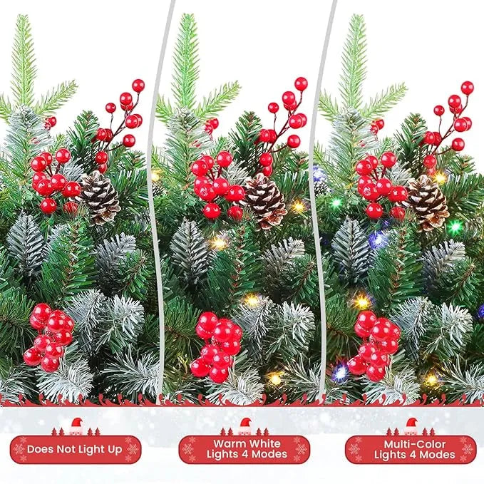 🎄 18-Inch Pre-Lit Christmas Tree with Remote & Timer – Perfect for Porch & Outdoor Holiday Décor