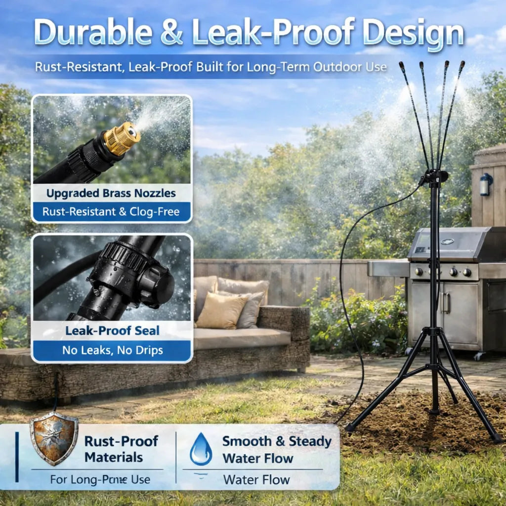 🌡 Portable Misting System – Cools by 20°F, No Electricity Needed 💧