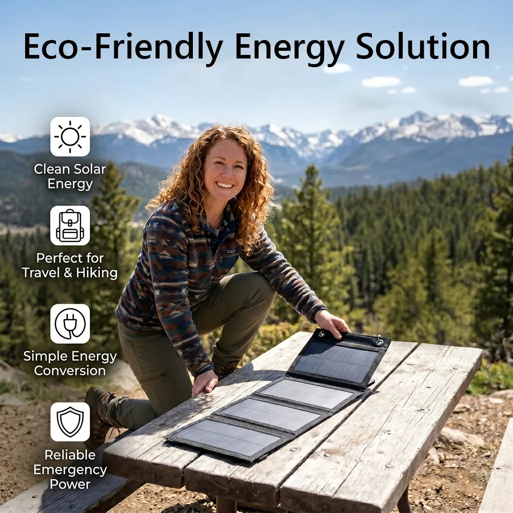 ☀️ Foldable 10W Solar Charger Panel with USB Output