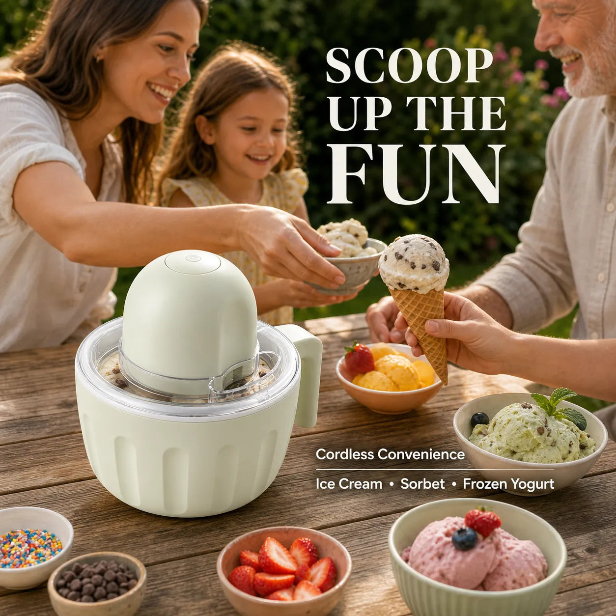 Rechargeable One-Touch Ice Cream Maker
