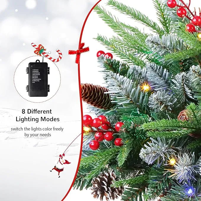 🎄 18-Inch Pre-Lit Christmas Tree with Remote & Timer – Perfect for Porch & Outdoor Holiday Décor