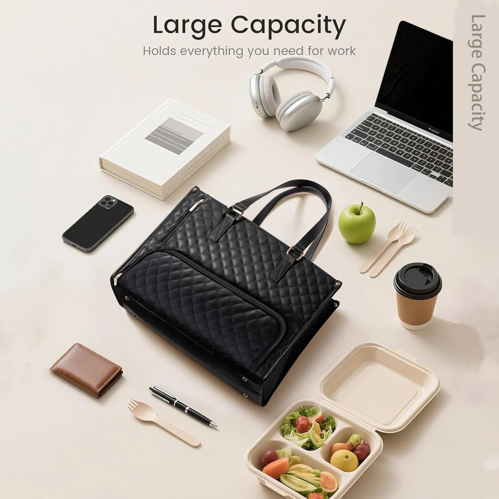 🖤Large capacity insulated handbag, can hold a laptop and lunchbox