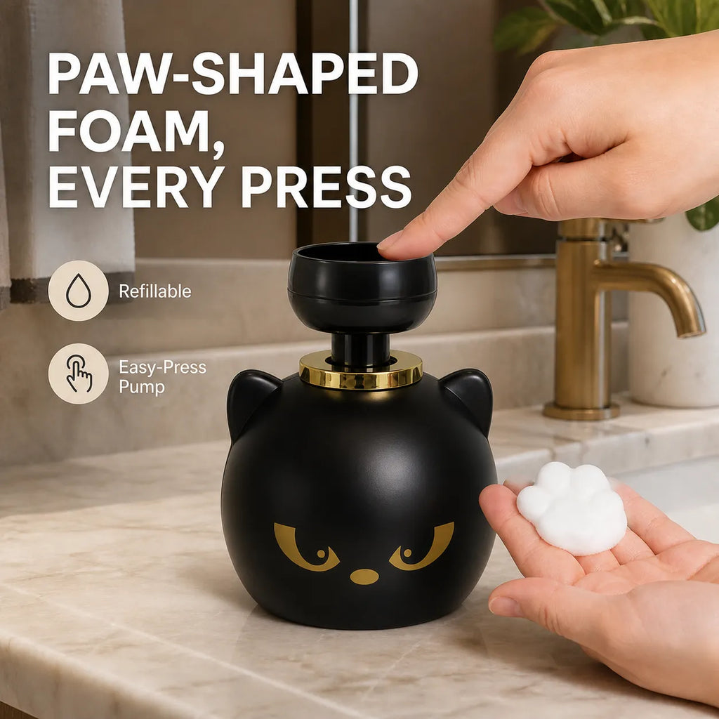 Cat Paw Foam Soap Dispenser – Refillable Black Kitty Pump
