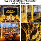 🎄 600 LED Christmas Fairy String Lights & ICY Glass Drop Ornaments