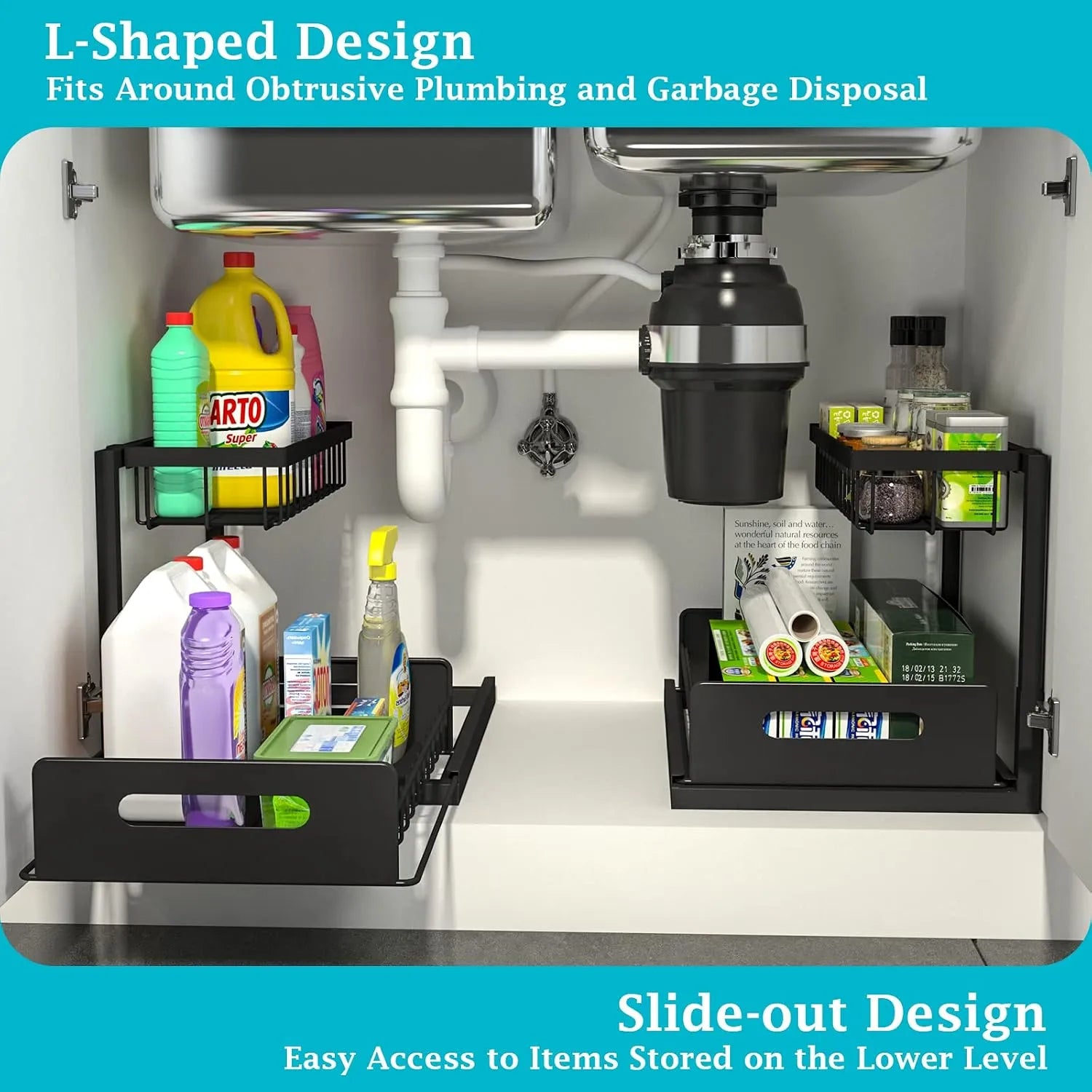 L-Shaped Pull-Out Under-Sink Organizer