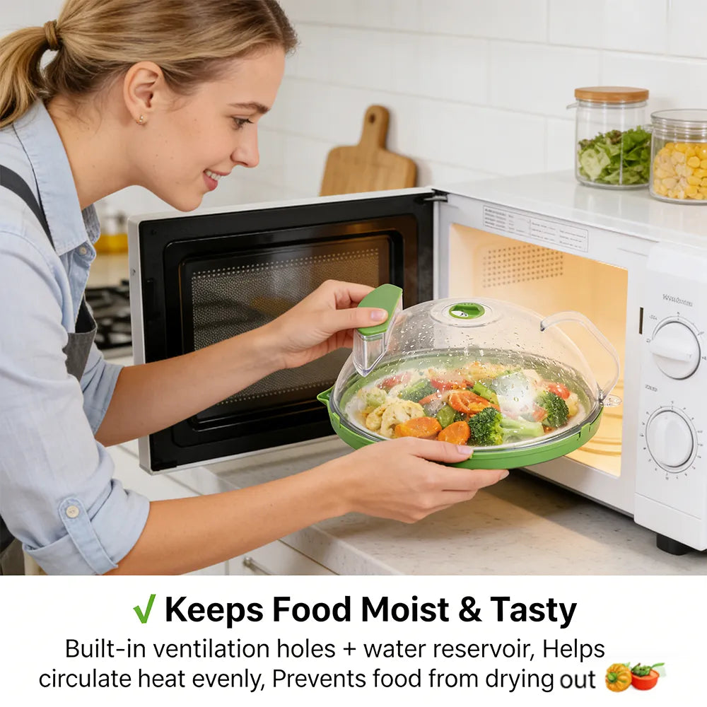 🍽️ Microwave Splatter Cover with Steam Vent