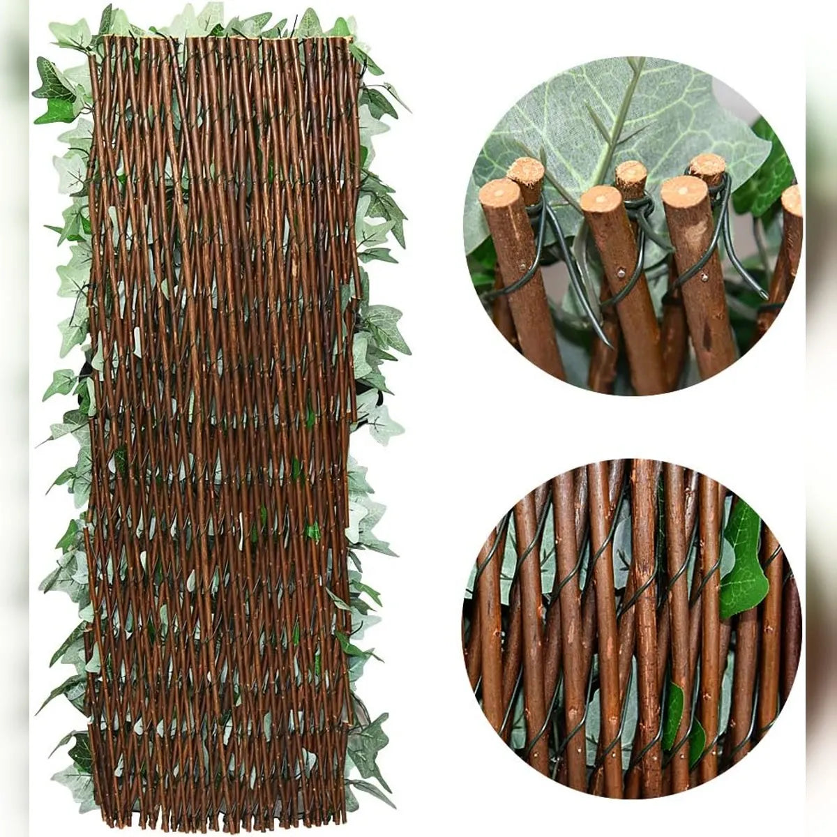 Instant Privacy Expandable Faux Ivy Fence