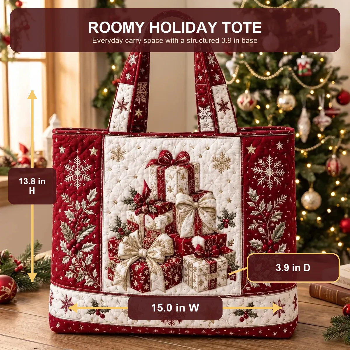 Quilted Christmas Tote Bag
