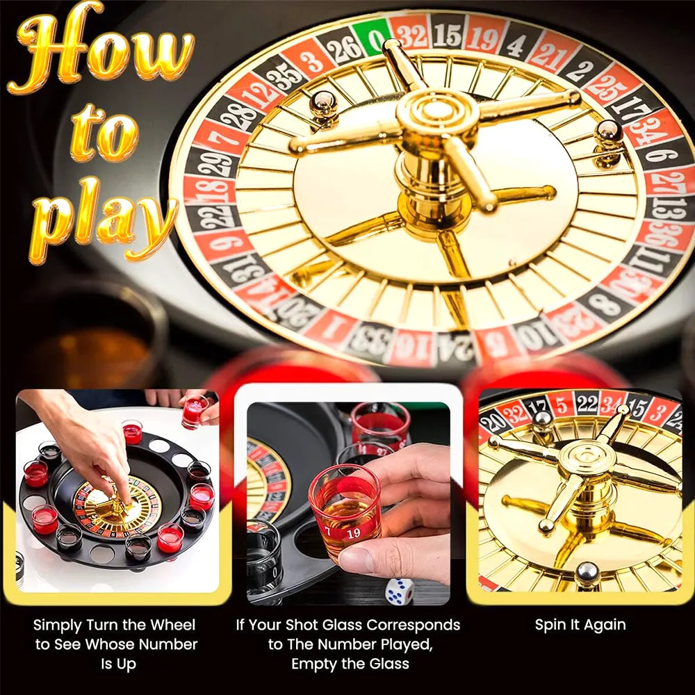 🎰 Shot Glass Roulette Drinking Game Set – Casino Style Party Game