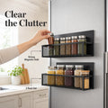 Magnetic Refrigerator Storage Rack Set – 2 Large Black Baskets