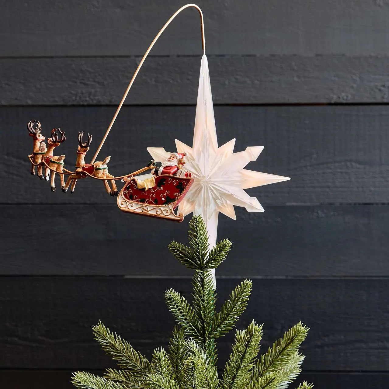 Santa’s Sleigh Animated Christmas Tree Topper
