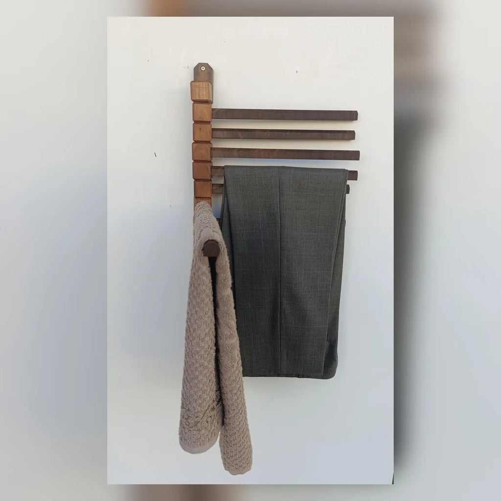 Space-Saving Swivel Solid Wood Trouser Rack
