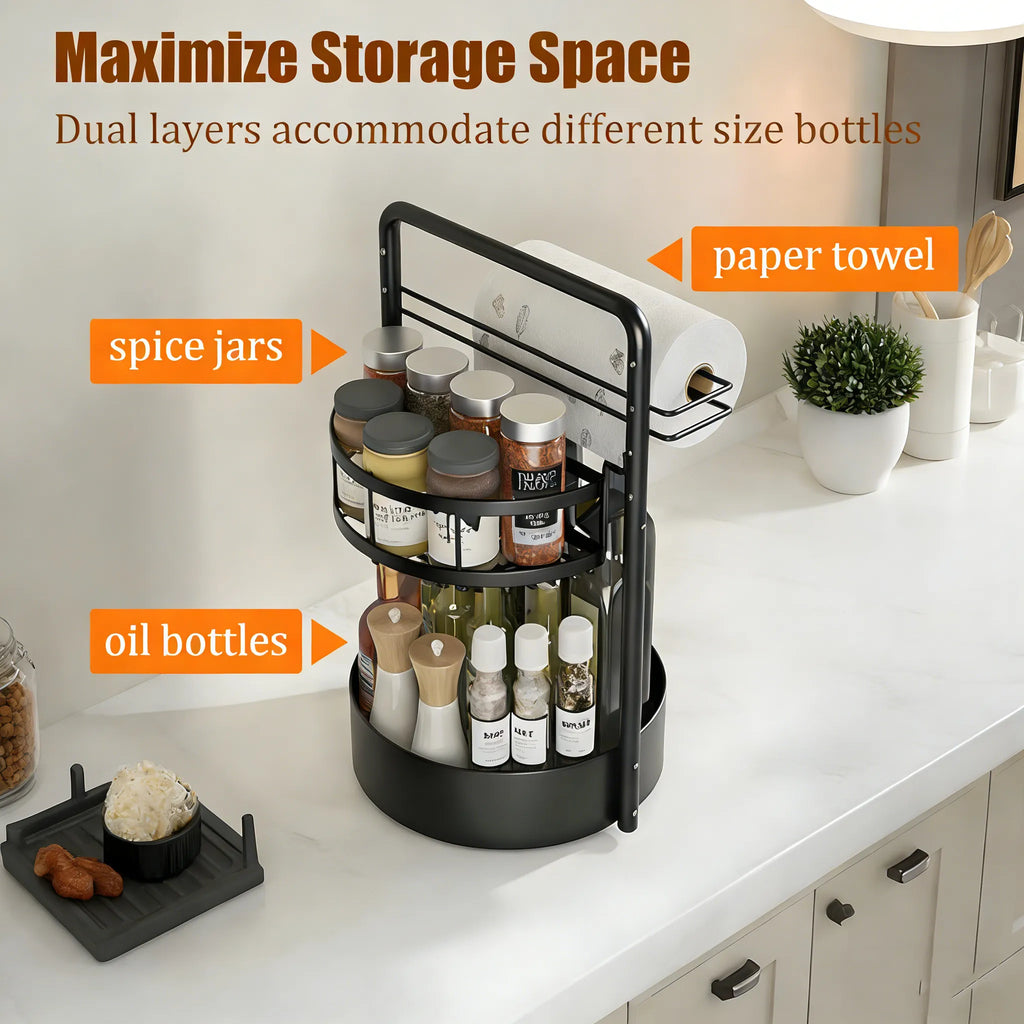 Rotating Spice Rack with Paper Towel Holder🧂🍳