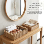 🌿Scalloped Wicker Storage Basket Set – Decorative Toilet Paper & Shelf Organizer